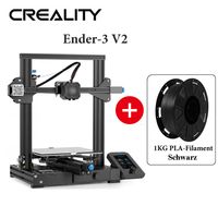 Creality Ender 3 V2 3D-Drucker, Druckgröße 220 x 220 x 250 mm + 1KG Schwarz PLA-Filament