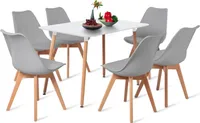 H.J WeDoo Esszimmerstühle, Skandinavischer Stil, Vintage, Retro, Küchenstuhl, Gepolsterter mit Sitzkissen, aus Kunststoff & Massivholz, Stühle 1er 2er 4er 6er 8er Set (6er, Grau)