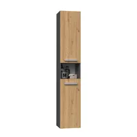 ADGO® Nel III Badezimmerschrank mit wäschekorb und Türen Wäschekorb 30x31x174 cm
