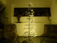 Weihnachtsbaum beleuchtet Tannenbaum Weihnachten Spirale 170 cm schwarz Lichterkette warmweiß 260 LED indoor + outdoor IP44, 8 Funktionen, Baumspirale Weihnachtsbeleuchtung