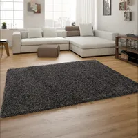 Hochflor Shaggy Teppich Preishammer Einfarbig in Anthrazit Größe 120x170 cm
