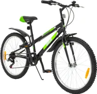 Actionbikes Kinderfahrrad Arrow 24 Zoll | Kinder Fahrrad- V-Brake Bremsen - Kettenschutz - Fahrradständer - Handschaltung - 8-12 Jahre (Schwarz/Grün)
