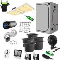 Canna4Home GrowBox kompletní sada 100 x 100 x 200 cm šedý pěstební skleník s LED pěstební lampou, odsávací soupravou, květináči na rostliny