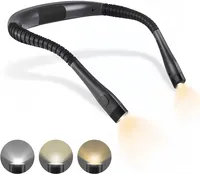 Hals Leselampe, Flexible Buchlampe zum Lesen, 3 Farben und 3 Helligkeitsstufen, Schwarz