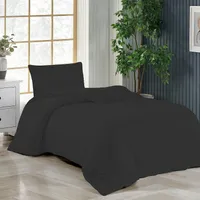 Bettwäsche 135x200 + 40x80 cm Schwarz Bettbezug Baumwolle, 2-teilig