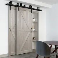 HOME DELUXE - Podwójne drewniane drzwi przesuwne SOLIA - Drewno sosnowe - 205 x 105 cm, z prowadnicą i rolkami I Drzwi drewniane Drzwi do mieszkania Drzwi wewnętrzne