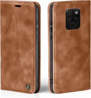 Handy Hülle für Huawei Mate 20 Klapphülle Bookcase Flip Cover Handy Tasche Etui Farbe: Hellbraun