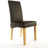 SIX Echt-Lederstuhl Massiv mit Nosag Federn Komfort Latexgurte Design Esszimmerstuhl Bambi Vollbezogen-Rindsleder Holzgestell Vollverleimt 150kg Belastbar Eiche Braun
