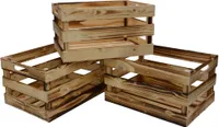 UNUS® Holzkiste 3er Set Deko Kiste Holz Aufbewahrungskiste 39x29x21cm geflammt