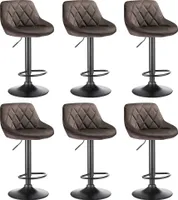 6er-Set Barhocker Barstuhl Tresenhocker höhenverstellbar Hocker Flanellhocker - Braun