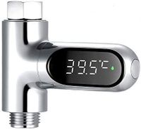 LED Digital Badethermometer, Duschthermometer 5-85 Grad Echtzeit Wasserdurchfluss mit 360 ° drehbarem Bildschirm