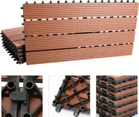 Yakimz Terasové dlaždice Dřevěné dlaždice WPC dlaždice 24 Plastové 4m² Zahrada 60x30cm Klikněte na dlaždice Podlaha s drenáží Hnědý