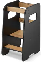 Lernturm für Kinder,Learning Tower aus Holz,Montessori Entdeckerturm Stehhilfe Küchenhelfer Tritthocker für Küche/Arbeitsplatte 80x50x40cm Schwarz