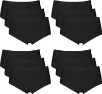 TEXEMP 6er Set Damen Slips Hüftslip Unterwäsche Unterhosen Baumwolle | B131 - Schwarz - 44/46 - 6 Stück