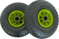 2x Sackkarrenrad Luftrad 260x85 3.00-4 Achlänge 75 mm 4PR Lagen mit Nadellager grün