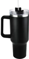termoska z nehrdzavejúcej ocele s rukoväťou a slamkou s objemom 1200 ml, bez BPA, odolná proti úniku, vhodná do umývačky riadu, ideálna na cestovanie - HIPYSIP Black