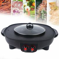 Barbecue Hot Pot Elektrischer Grill Multifunktion Kochtopf 2 in 1 Rauchfrei Antihaftpfanne