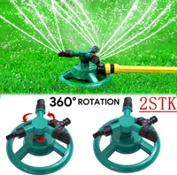 2X Rasensprenger 360° drehbar Garten Sprinkler Automatische Rasen Wasser Sprinkler 3-Arm Sprenger Bewässerungssystem Rasensprinkler