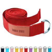 GORILLA SPORTS® Yogagurt - 100 % Baumwolle, mit Verschluss aus Metall, einstellbarer D-Ring Schnalle, Rot - Yoga Band, Stretch Band, Yoga-Gürtel, Pilates Yoga Strap, Hilfsmittel für Dehnung