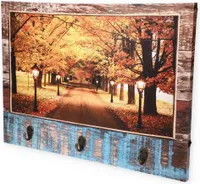 LED Schlüsselboard Holz Schlüsselleiste Flur Leinwand Schlüsselbrett Schlüsselhalter Garderobe