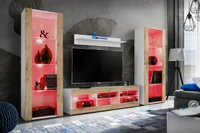 Komodee | Sada Nábytku do Obývacího Pokoje Tivoli Grande, Korpus Bílý Matný Přední Část Wotan Matný, LED RGB