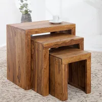 riess-ambiente 3er Set Massivholz Beistelltische MAKASSAR 45cm Sheesham stone finish einzigartige Maserung Couchtisch Tisch