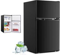 84L Kühlschrank mit Gefrierfach, Kühl-gefrierkombination mit 7 einstellbaren Temperaturen, Minikühlschränke mit 2 Türablage & LED Innenbeleuchtung, Schwarz