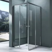 Mai & Mai Duschwand mit Doppel-Schiebetür inkl. Duschtasse 100x75 cm Eckeinstieg glas Lotuseffekt  ESG-Sicherheitsglas mit Magnetverschluss R16K Plus