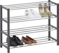 Schuhregal DUBLIN mit 4 Ablagen in grau. Robustes Metallregal für Flur Schuhaufbewahrung. Schuh-Organizer Schuhablage dielen- & flurmöbel