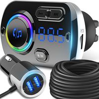 Bluetooth FM Transmitter für Auto USB Radio Adapter KFZ MP3 Freisprecheinrichtung mit QC 3.0 Dual Ladegerät RGB Leuchte Drahtloser Kfz-Empfänger Retoo