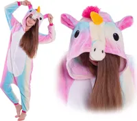Kigurumi Onesie Pyjamas für Kinder Regenbogen Einhorn, Größe 120