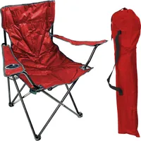 Anglersessel Campingstuhl Anglerstuhl Getränkehalter und Tasche Rot