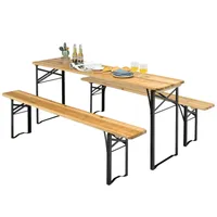 COSTWAY 3-dielna súprava pivného stanu piknikový stôl s 2 lavicami, súprava kempingového stola s kovovým rámom, súprava stanu na terasu, záhradu 178 x 46 x 76 cm