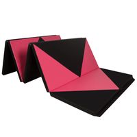 CCLIFE Klappbar Turnmatte Weichbodenmatte Gymnastikmatte Yogamatte Fitnessmatte Tragbar, Color:Schwarz&Rot Raute. 4-fach faltbar