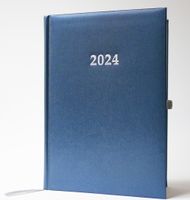 2024 ADINA Buchkalender Chefplaner A5 blau-metallic 1 Tag 1 Seite