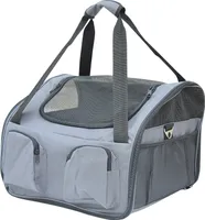 PawHut Hundebox faltbar Hundetransportbox mit Seitentasche, Meshfenster, Hundetasche für Zuhause, Auto, Outdoor Transporttasche für Miniaturhunde bis 4 kg, Oxford, Grau