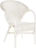 KRINES HOME Stapelbarer Rattansessel Rattan Sessel Lounge Rattanstuhl mit Armlehne Clubsessel Wintergartensessel (Weiß)
