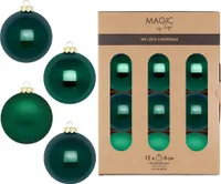 Weihnachtskugeln Glas 8cm 12 Stück - Fir Green