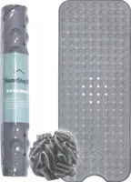 Badematte Duschmatte - 100x40cm - Antirutschmatte Grau mit Saugnäpfen - Antirutschmatte für Bad oder Dusche