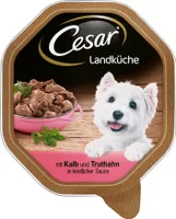 Cesar Nassfutter Landküche mit Kalb und Truthahn in Sauce 150g