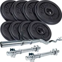 ScSPORTS® Hantelset - 27kg, 2 Kurzhantelstangen, Curlstange, 4x2,5, 4x1,25 kg Gewichte, 30mm, Gusseisen - Gewichtsset, Hantel Set, Curlset, SZ Stange und Kurzhanteln Set, Hantelstangen mit Gewichten