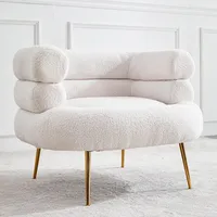 Liegesofa Bouclé-Sessel Polstersessel Lounge-Sessel Designer-Sessel Gemütlicher Sessel Retro sofa Weiß【SF43-white】