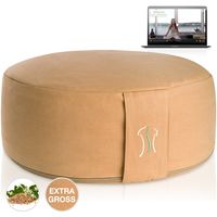 BACKLAxx® Bezug Meditationskissen inkl. Videokurs mit Buchweizen Füllung Yogakissen - Sitzhöhe 15cm und Sitzbreite 35cm Joga Sitzkissen