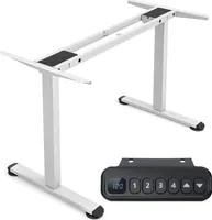 Dvoumotorový stolní rám COSTWAY s nastavitelnou výškou 25 mm/s, s antikolizní a paměťovou funkcí, stojící stolní rám 50 dB, nosnost 100 kg Bílá