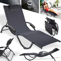 ONBEST Sonnenliege | klappbar | mit Kissen | 120 kg | Pulverbeschichtet | UV-Beständig | Höhenvestellbar | Reißfest