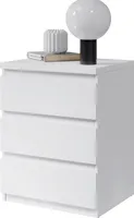 Nachttisch - Weiß matt - B 45 cm - 3 Schubladen