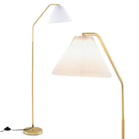 COSTWAY Stehlampe 168cm, Stehleuchte E27 Fassung, Standleuchte Bogenlampe mit verstellbarem Lampenkopf & Fußschalter, Leselampe gold