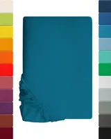 Lavea Spannbettlaken 140/160 x 200 cm  - Aquamarin - Bettlaken aus 100% Baumwolle - mit rundum Gummizug - fusselfrei und pflegeleicht - aus unserer hochwertigen MAYA-Serie