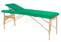 Behandlungsliege, Massageliege, Liege klappbar, mobil, Höhe 57-85 cm, aus Holz, Farbe:59 gras