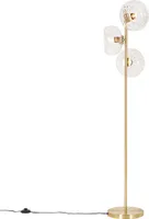 QAZQA - Art Deco Art-Deco-Stehlampe Gold I Messing mit Glas 3-flammig - Ayesha I Wohnzimmer I Schlafzimmer - Länglich - LED geeignet E27
